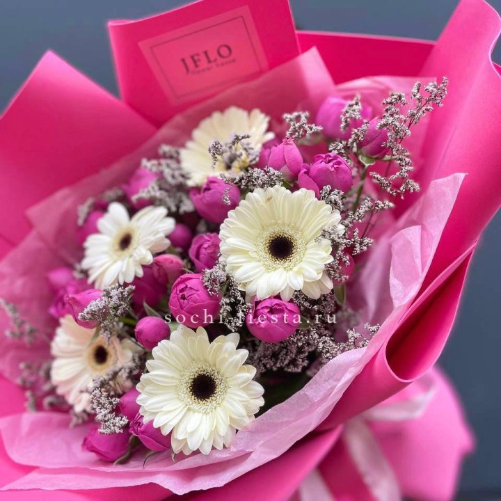 Букет гербер и мисти бабблс  в Самаре