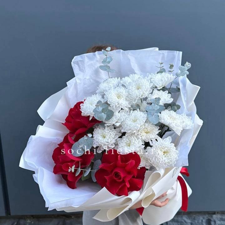 Дуо розы и хризантемы в Самаре