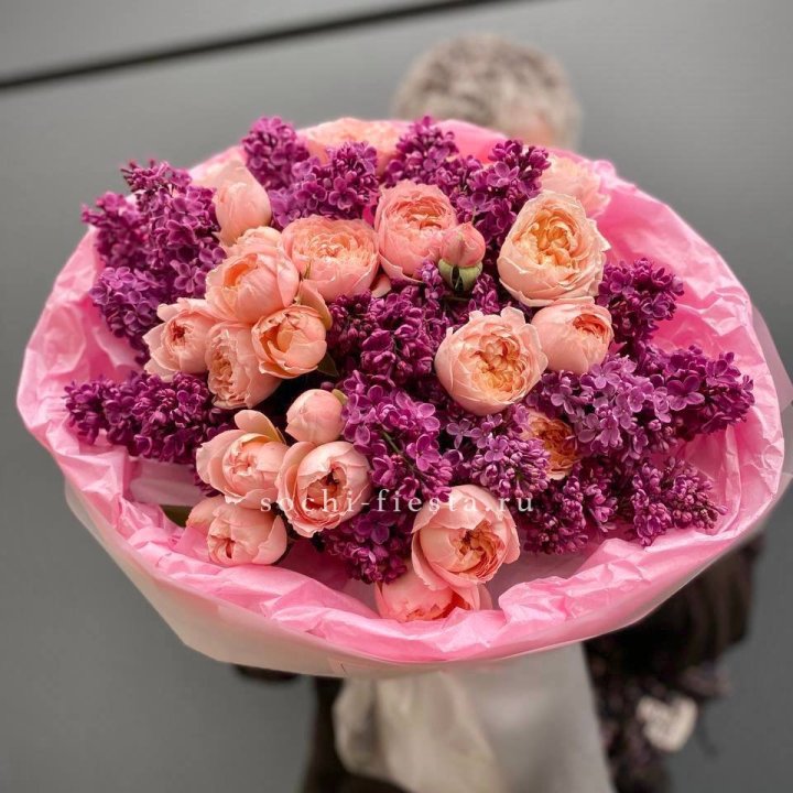  Дуо букет из кустовых роз и сирени в Самаре