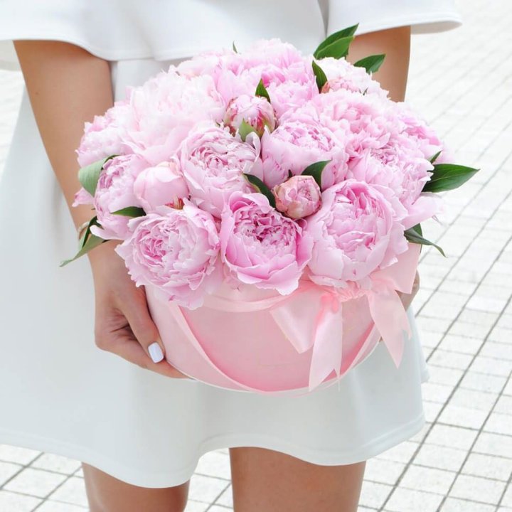 Пионы в шляпной коробке в Самаре