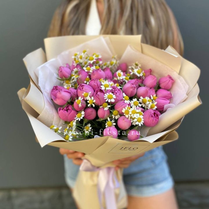 Дуобукет мисти с ромашками  в Самаре