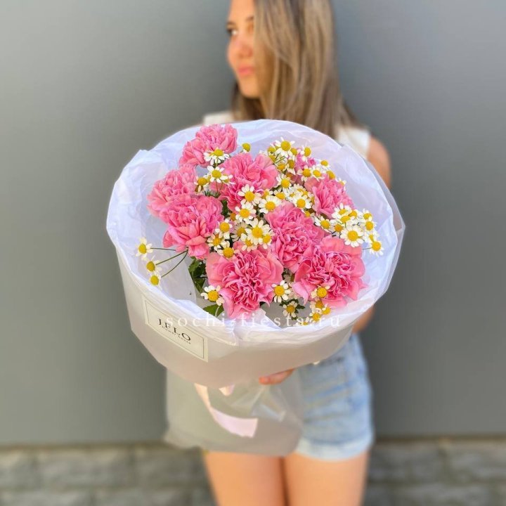 Дуобукет диантусов и ромашек в Самаре