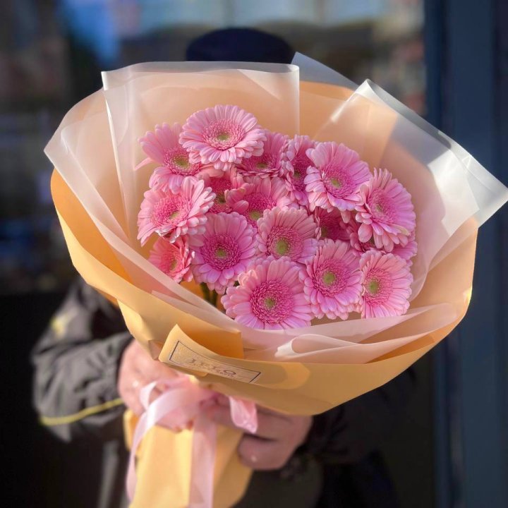 17 розовых гербер  в Самаре