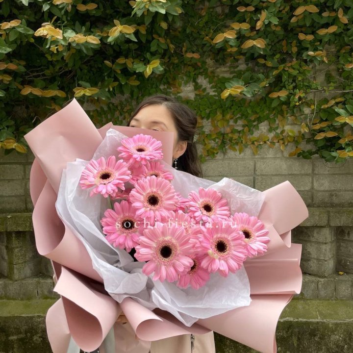 13 розовых гербер в Самаре