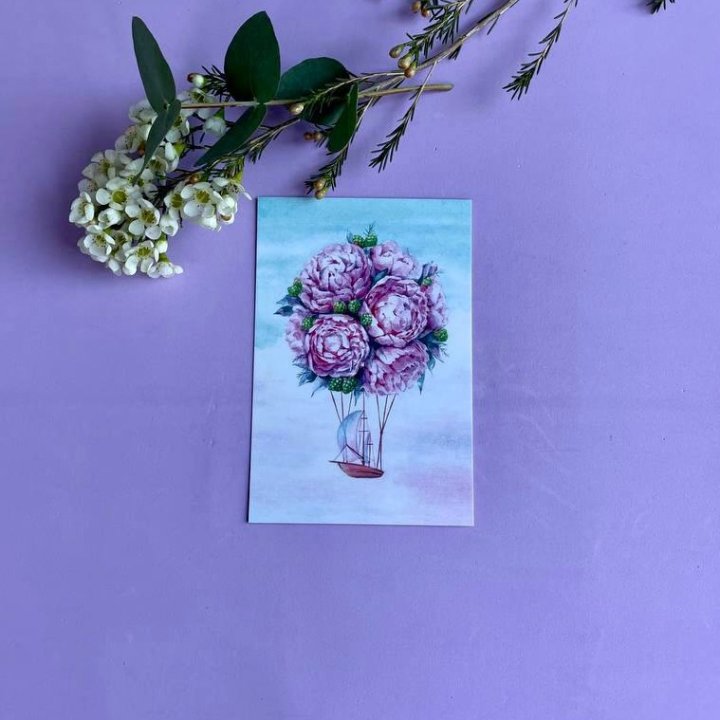 Открытка к букету "Пион" в Самаре