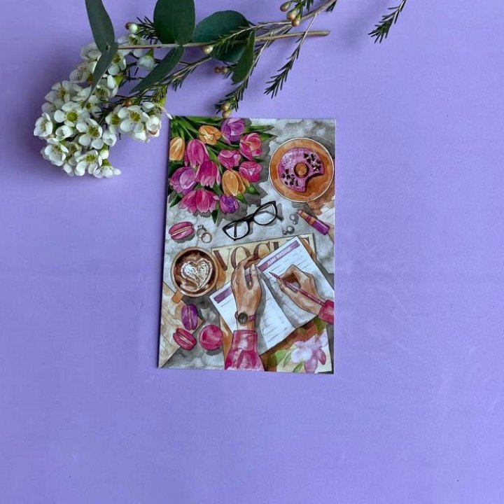 Открытка к букету "Леди на работе" в Самаре