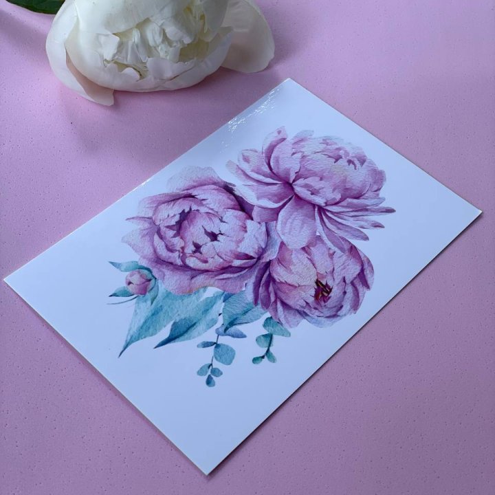 Открытка к букету "Пионы" в Самаре