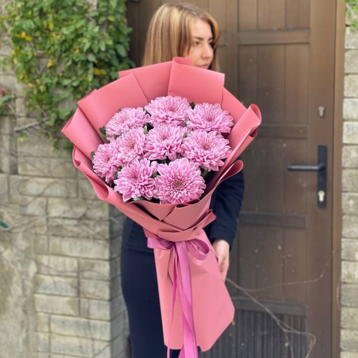 Букет хризантем розовый в Самаре