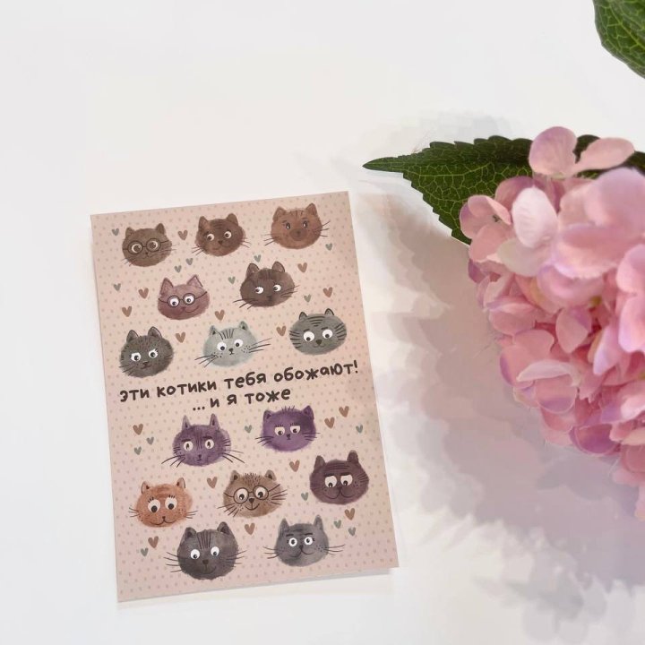 Открытка к букету "Котики" в Самаре
