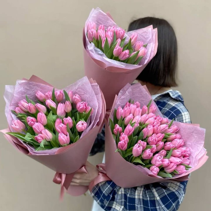 Букет розовых тюльпанов в Самаре