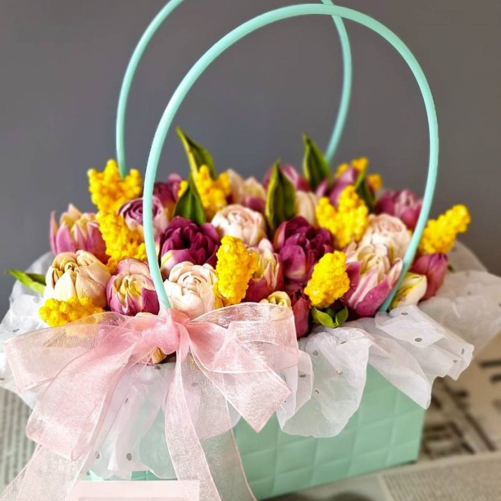Тюльпаны в сумочке из зефира в Самаре