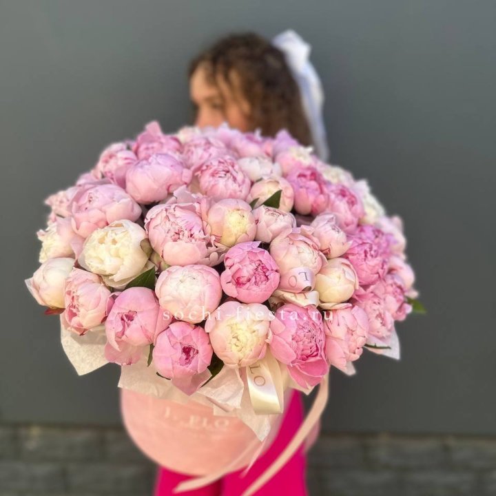 51 нежных пионов  в цилиндре в Самаре