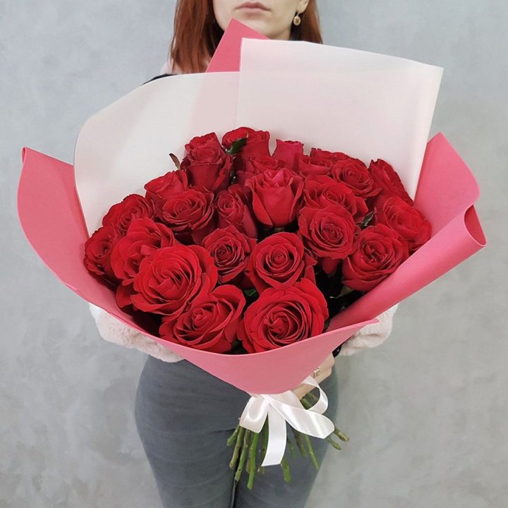 25 Красных роз рози вайт в Самаре