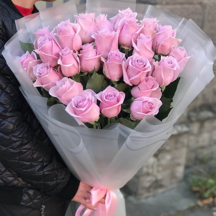 25 высоких розовых роз в Самаре