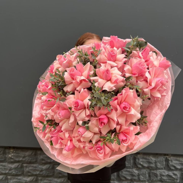  25 розовых французских роз в Самаре