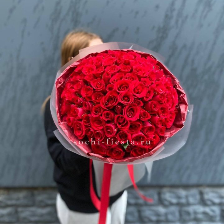 101  красная кенийская роза  в Самаре