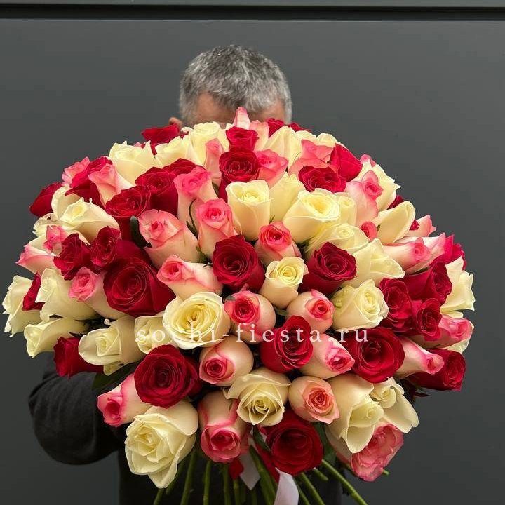 101 разноцветная роза "Джули" в Самаре