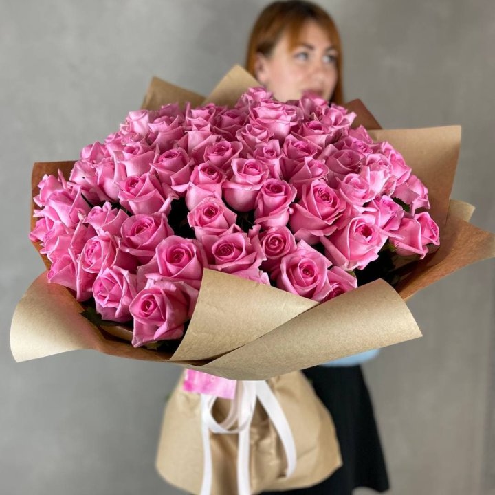 101 розовая роза в Самаре