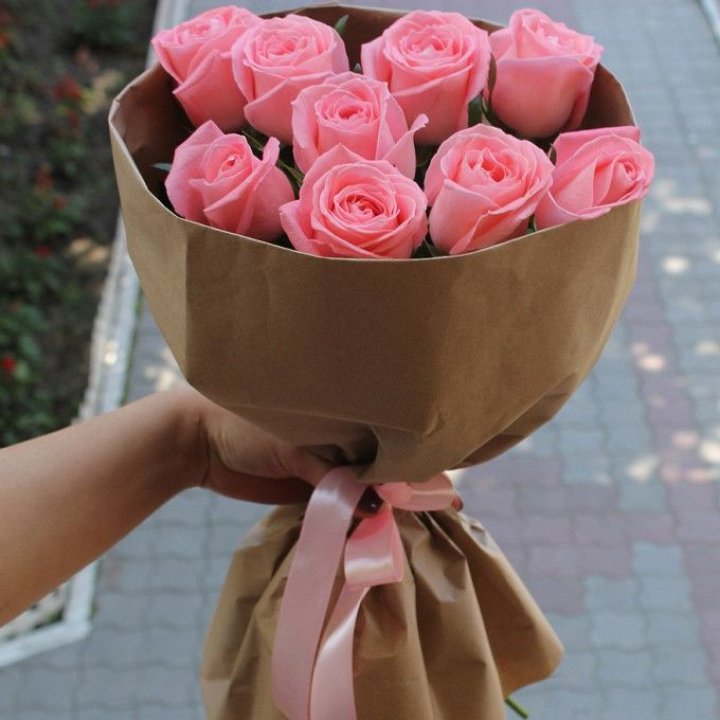 9 розовых роз в Самаре