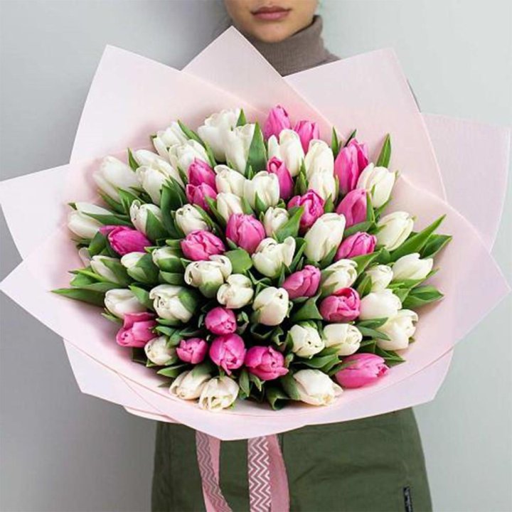 61 бело-розовый тюльпан в Самаре