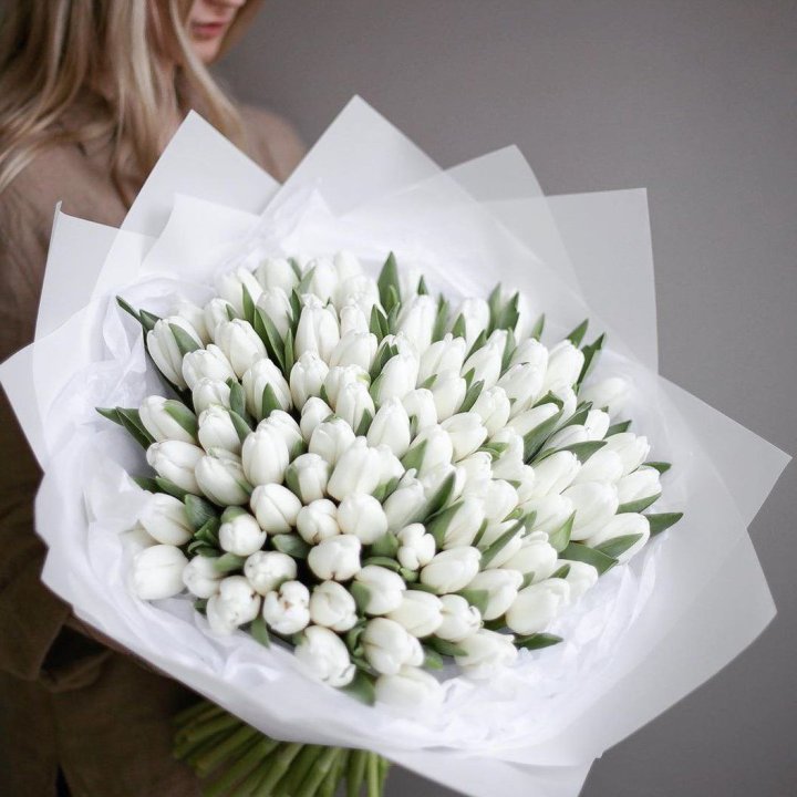 101 белый тюльпан в Самаре