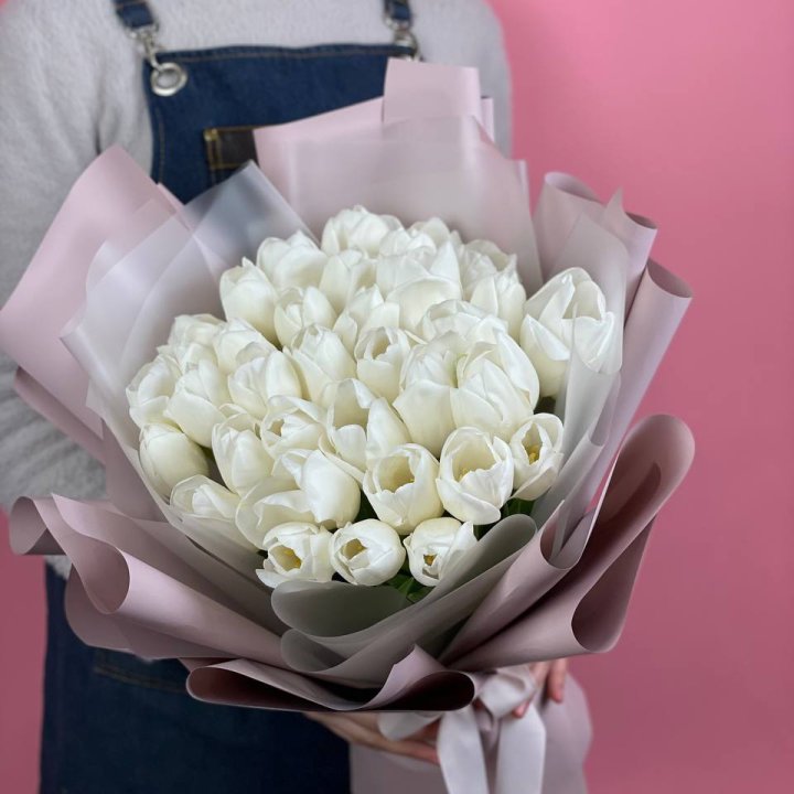 Букет белых тюльпанов "Пур-пур" в Самаре